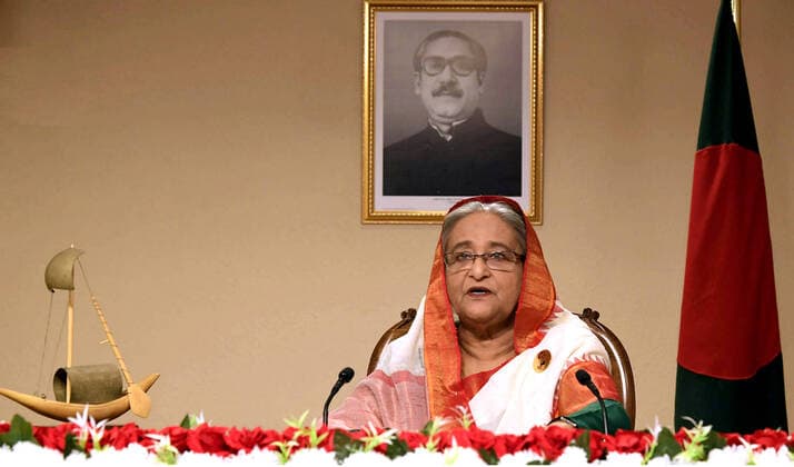 Coronavirus in Bangladesch, Premierministerin Hasina Pressekonferenz in Dhaka