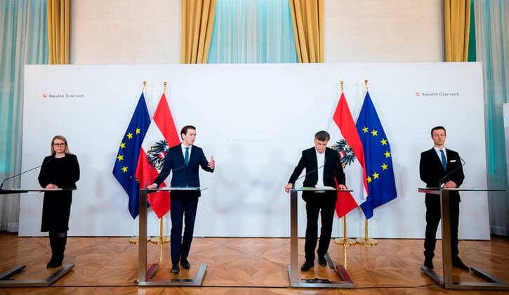 Coronavirus in Österreich, Pressekonferenz im Bundeskanzleramt in Wien