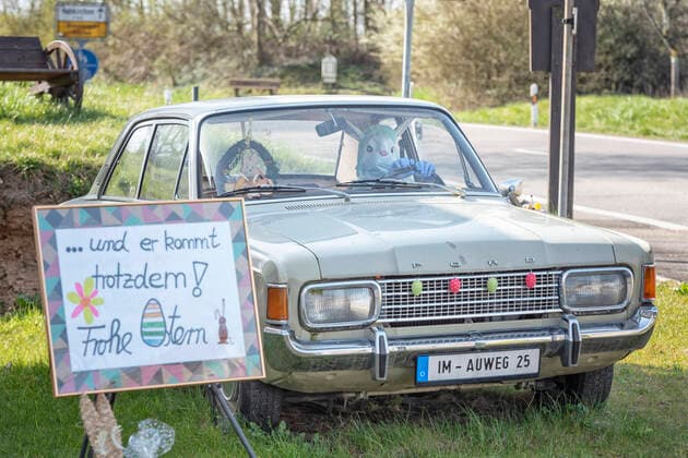 Coronavirus im Saarland, Ostergruß in Bliesmengen Bolchen