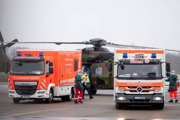 Coronavirus, Uniklinikum Essen, Ankunft französischer Patienten