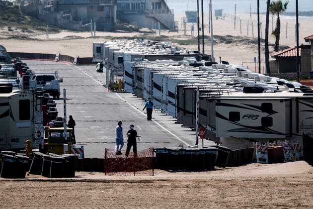 Coronavirus in den USA, Campingplatz am Dockweiler State Beach dient als Quarantäne-Station