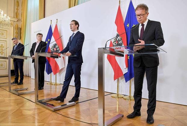 Coronavirus in Österreich, Pressekonferenz im Bundeskanzleramt in Wien