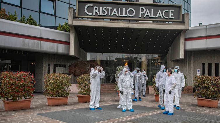 Coronavirus in Italien, Patienten werden im Hotel Cristallo Palace in Bergamo untergebracht