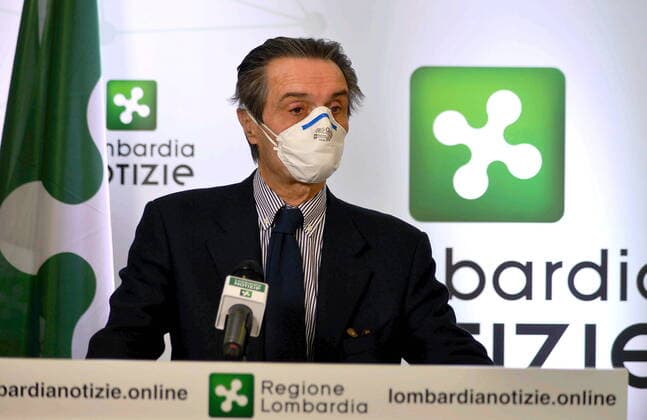 Coronavirus in Italien, Präsident der Region Lombardei während einer Pressekonferenz
