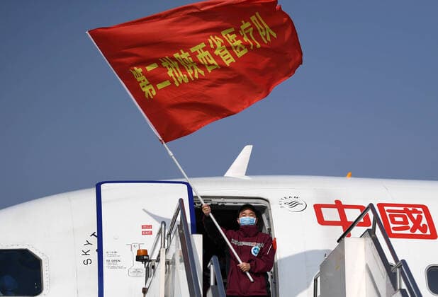 Coronavirus in China, Ankunft medizinischen Hilfspersonals in Xi An