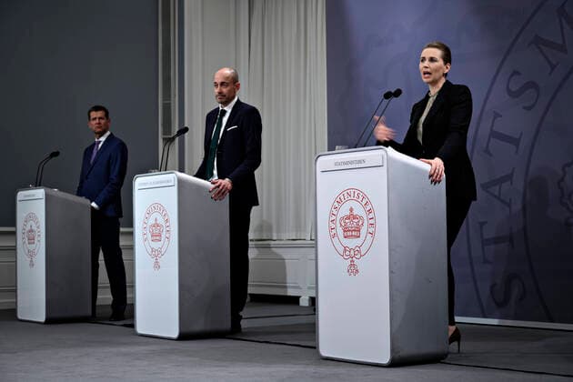 Coronavirus in Dänemark, Regierungspressekonferenz in Kopenhagen