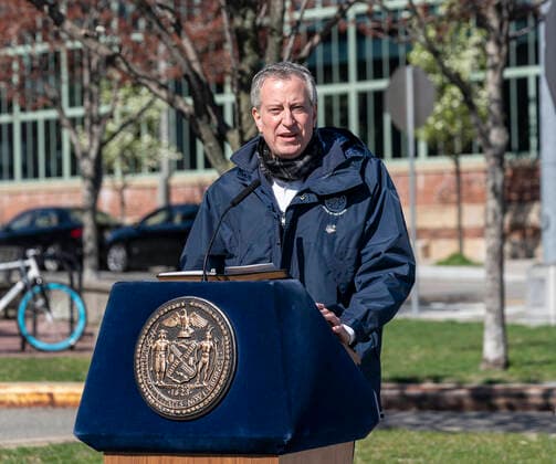 Coronavirus in USA, Pressekonferenz mit New Yorks Bürgermeister De Blasio