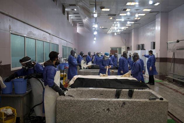 Coronavirus im Iran, Leichenhalle in Teheran