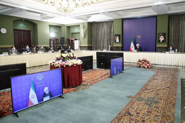 Coronavirus im Iran, Hassan Rohani während Sitzung des Nationalen Komitees in Teheran
