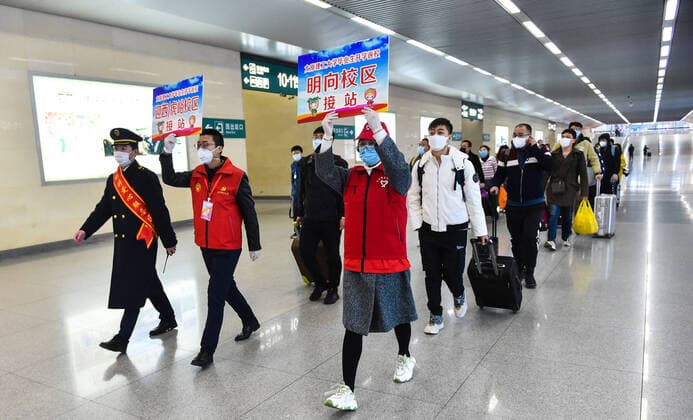 Coronavirus in China, Ankunft von Studenten der Taiyuan Universität
