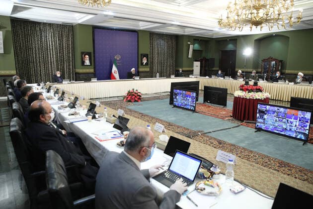 Coronavirus im Iran, Regierungs-Videokonferenz in Teheran