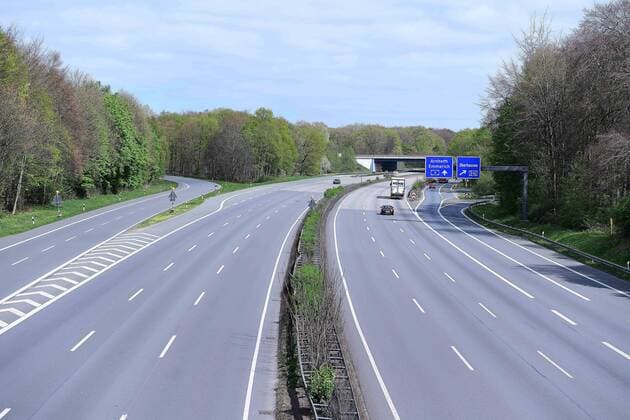 Coronavirus in Nordrhein-Westfalen, Leere Autobahn A3