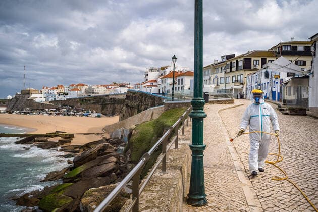 Coronavirus in Portugal, Desinfektion in Ericeira
