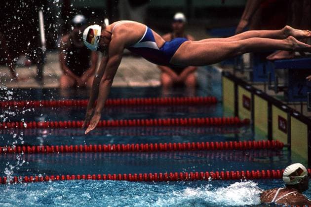 Startsprung Kristin Otto Schwimmen OS Sommer Damen Olympische Sommerspiele Seoul 1988, Olympia, Einzelbild Seoul