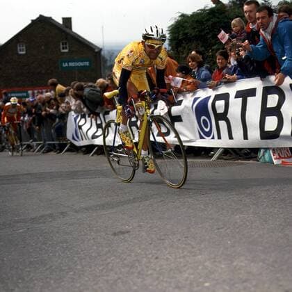 Der Italiener Marco Pantani auf der Strecke Radsport Herren Wallonischer Pfeil 1997, Straßenradsport, Radrennsport, Straßenrennen Einzelbild Anstrengung, Dynamik,