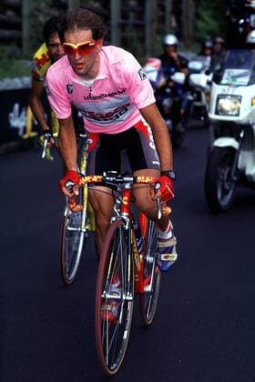 Der Italiener Ivan Gotti (Team Saeco) während der 20. Etappe des Giro d Italia Radsport Herren Giro d Italia 1997: Brunico - Passo del Tonale, Radrennsport, Radrennen, Straßenradsport Einzelbild Saint Etienne Dynamik,