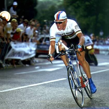 Der US-Amerikaner Lance Armstrong kämpft gegen die Uhr Radsport Herren Radrennsport, Straßenradsport, Straßenradrennsport, Straße, Tour de France 1994, Prolog Einzelbild Lille - Euralille Dynamik, Anstrengung, Kampf