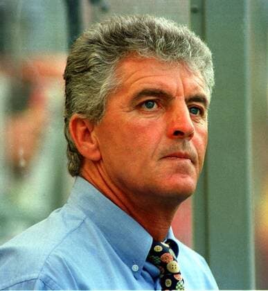 Trainer Erich Ribbeck (Bayer) im Porträt Fußball 1. BL Herren Saison 1995 1996, Bayer 04 Leverkusen Porträt Haberlandstadion Leverkusen Konzentration,