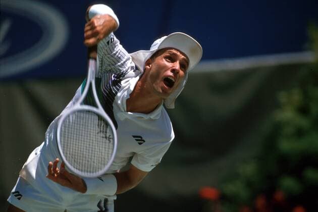 Ivan Lendl (USA) beim Aufschlag Tennis Herren Australian Open 1990, Grand Slam, Hartplatz, Hardcourt, ATP-Tour Einzelbild Flinders Park Melbourne Dynamik,