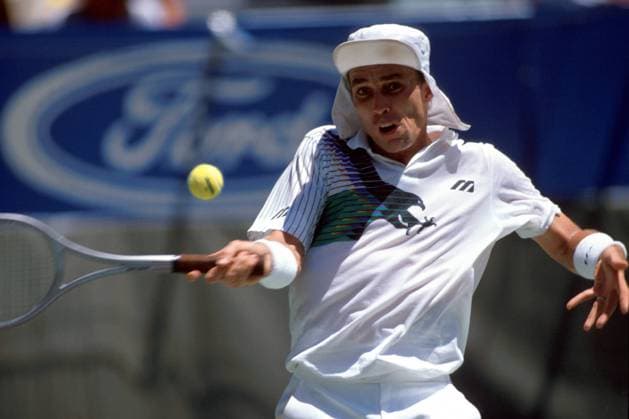 Ivan Lendl (USA) bei der Vorhand Tennis Herren Australian Open 1990, Grand Slam, Hartplatz, Hardcourt, ATP-Tour Einzelbild Flinders Park Melbourne Dynamik,
