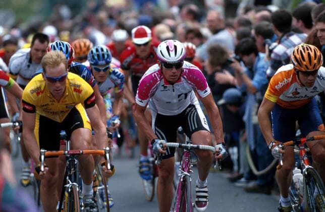 Udo Bölts (Team Deutsche Telekom, Mi.) auf der Strecke Radsport Herren Rund um den Henninger Turm 1999, Radrennsport, Straßenradsport, Straßenradrennsport, Radrennen, Rad Gruppe Frankfurt M. Dynamik,