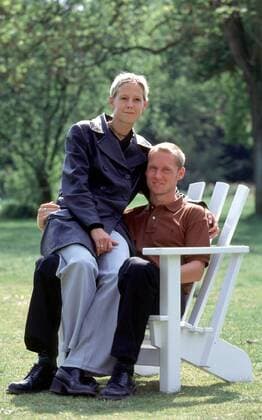 Rainer Schüttler (Deutschland) mit seiner Freundin Anja an der Hamburger Alster Tennis Herren ATP-Tour 1999, Homestory, Shooting, Fotoshooting, Fototermin, Privat Gruppe Hamburg Harmonie, Glück,