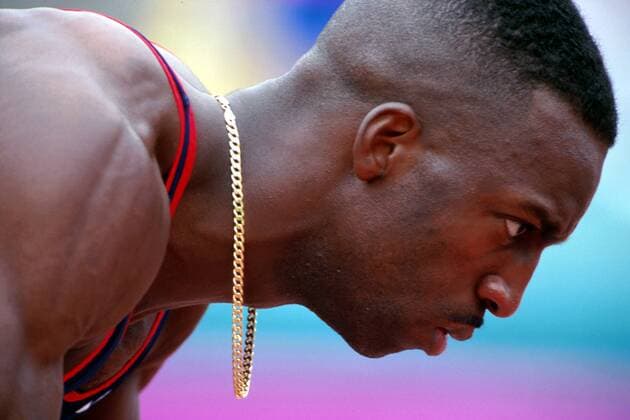 Michael Johnson (USA) konzentriert am Start Leichtathletik OS Sommer Herren Olympische Sommerspiele 1996, Spiele, Olympia, Olympiade Porträt Atlanta Konzentration, Spannung,