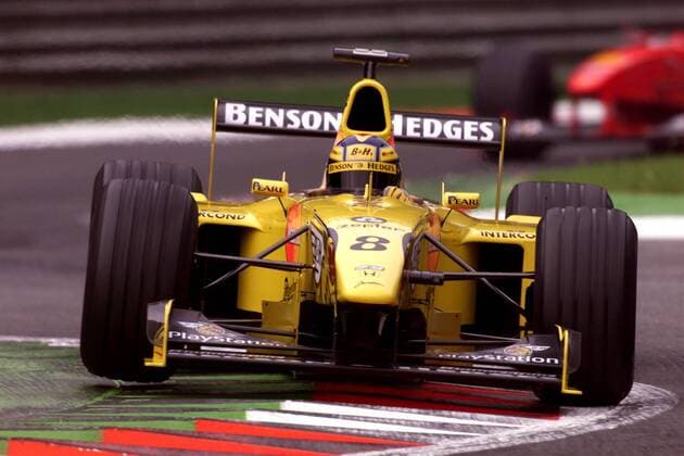 Heinz Harald Frentzen (Jordan, Deutschland) in seinem Boliden auf dem Kurs Motorsport Grand Prix Herren Formel 1 Weltmeisterschaft 1999, Großer Preis von Italien, WM, GP, F1, F, Qualifying Einzelbild Autodromo Nazionale Monza