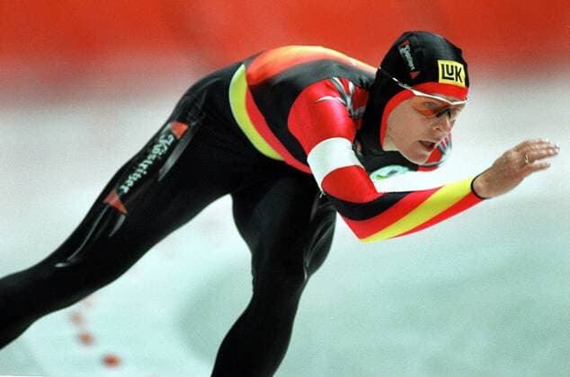 Gunda Niemann-Stirnemann - Deutsche Meisterin über 3000 m Eisschnellauf LM Damen Deutsche Meisterschaft 1999, Eisschnellaufen, DM, 3000m, 3000 Meter Einzelbild Sportforum Hohenschönhausen Berlin