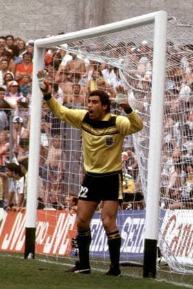 Peter Shilton (England) aufgeregt im Kasten Fußball WM Herren Weltmeisterschaft 1986, Nationalmannschaft, Nationalteam, Nationaltrikot, Einzelbild Spannung, Ungeduld,