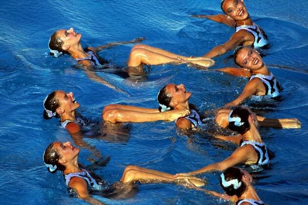 Team Russland im Wasser Synchronschwimmen EM Damen Europameisterschaft 1999, Schwimmsport, Synchronschwimmen, Synchronschwimmsport, Synchron, Schwimmen Gruppe Istanbul Anmut