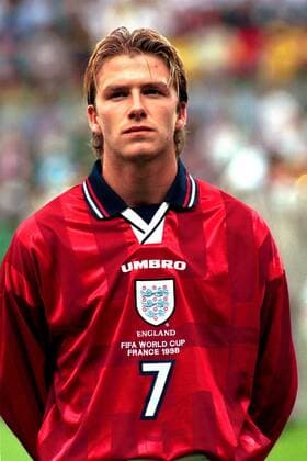 David Beckham (England) Fußball WM Herren Weltmeisterschaft 1998, Länderspiele, Nationalmannschaft, Nationalteam, Nationaltrikot Porträt Felix Bollaert Lens  