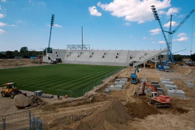 Fußball, Stadiongeschichte FC Hansa Rostock Baustelle Rostocker Ostseestadion Fußball 1. BL Herren Saison 2000 2001, FC Hansa Rostock Totale Ostseestadion Rostock