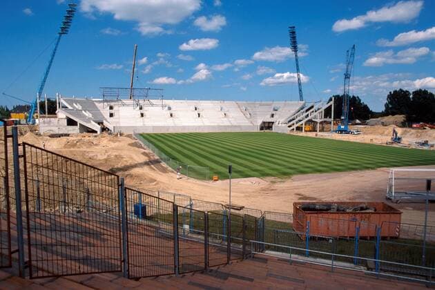 Fußball, Stadiongeschichte FC Hansa Rostock Baustelle Rostocker Ostseestadion Fußball 1. BL Herren Saison 2000 2001, FC Hansa Rostock Totale Ostseestadion Rostock