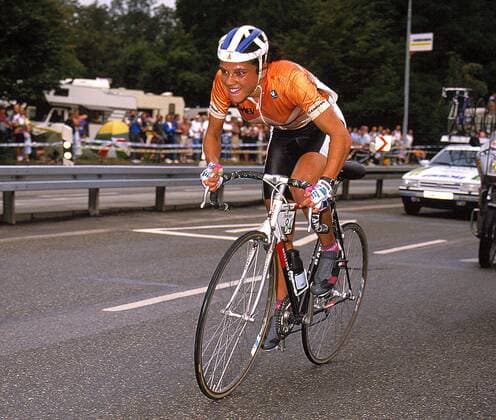 Leontien van Moorsel (Niederlande) mit Biss Radsport WM Damen Weltmeisterschaft 1991, Straßenradsport, Straße, Rad, Radrennsport, Straßenradrennsport Einzelbild Stuttgart Anstrengung, Kampf
