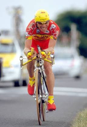 Pascal Herve (Frankreich Team Polti) beim Prolog Radsport Herren Tour de France 2000, Radrennsport, Straßenradsport, Straßenradrennsport, Rad, Straße, Radrennen Einzelbild Futuroscope Anstrengung,