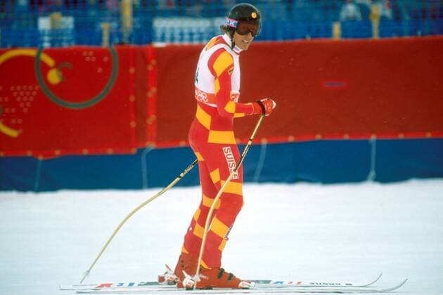Pirmin Zurbriggen (Schweiz) nachdenklich Alpiner Skilauf OS Winter Herren Olympische Winterspiele 1988, Spiele, Olympia, Olympiade, Ski Alpin, Skisport, Abfahrt, Vdia Einzelbild Calgary Nachdenklichkeit,