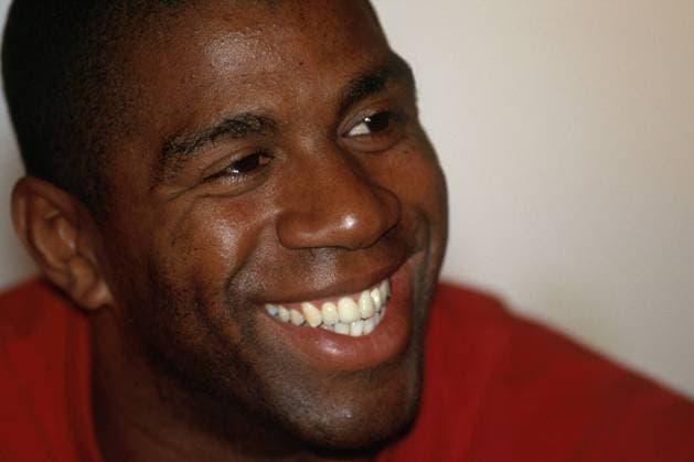 Earvin Magic Johnson (USA) Basketball Herren NBA 1993, National Basketball Association: Los Angeles Lakers, LA, L A, L.A. Porträt Berlin Freude,