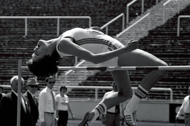 Ulrike Nasse-Meyfarth (BRD, TuS 04 Leverkusen) Leichtathletik 1. BL Damen Endkampf 1979, Finale, Deutsche Meisterschaft, Vsw Einzelbild Dynamik, Höhe