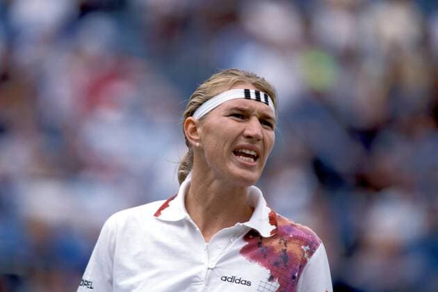 Steffi Graf (Deutschland) wütend Tennis Damen US Open 1995, WTA-Tour, Grand Slam, Hartplatz, Hardcourt, Hartplatztennis, Hartplatzturnier Porträt Flushing Meadow New York Enttäuschung, Wut,