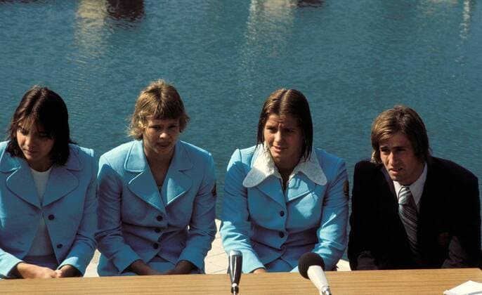 V. re.: Roland Matthes, Kornelia Ender, Ulrike Richter und Angela Franke (alle DDR) Schwimmen OS Sommer Damen Olympische Sommerspiele 1972, Olympia, Olympiade, Spiele, Schwimmsport Gruppe München