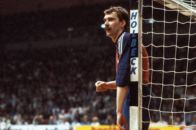 Torwart Andreas Thiel (Gummersbach) konzentriert Handball 1. BL Herren Saison 1986 1987, VfL Gummersbach, Vdia Einzelbild Gummersbach