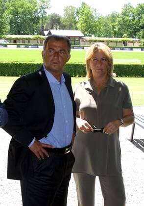 Trainer Fatih Terim (Milan) mit Ehefrau Fulya Fußball Herren Serie A 2001 2002, 1. Italienische Liga, AC Mailand Gruppe