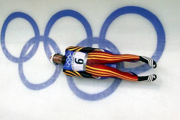 Georg Hackl (Deutschland) Rennrodeln OS Winter Herren Olympische Winterspiele 2002, Olympia, Olympiade, Spiele, Rennschlitten, Rennschlittensport, Vdig Einzelbild Utah Olympic Park Salt Lake City