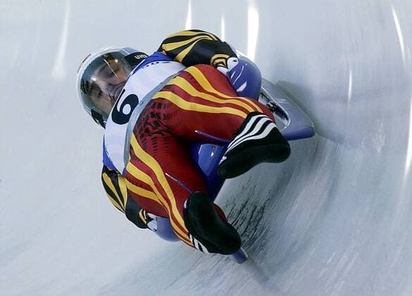 Georg Hackl (Deutschland) Rennrodeln OS Winter Herren Olympische Winterspiele 2002, Olympia, Olympiade, Spiele, Rennschlitten, Rennschlittensport, Vdig Einzelbild Utah Olympic Park Salt Lake City