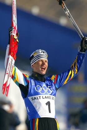 Ole-Einar Björndalen (Norwegen) Biathlon OS Winter Herren Olympische Winterspiele 2002, Olympia, Olympiade, Spiele, Nordischer Skisport, Ski Nordisch Einzelbild Soldier Hollow Salt Lake City Utah Freude,