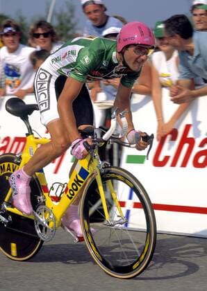 Laurent Jalabert (Frankreich ONCE) beim Einzelzeitfahren Radsport Herren Tour de France 1995, Radrennsport, Straßenradsport, Straßenradrennsport, Radrennen, Vdia Einzelbild 8. Etappe Huy - Seraing Dynamik,