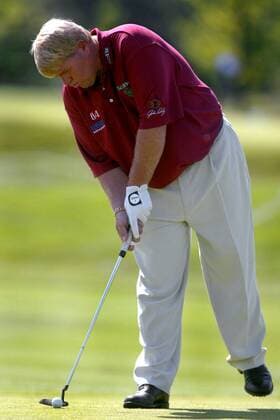 John Daly (USA) auf dem Green Golf Herren Deutsche Bank SAP Open 2002, TPC of Europe, Golfen, Profigolf, Golfprofi, Golfprofis, Profi, Profis Einzelbild St. Leon-Rot Heidelberg