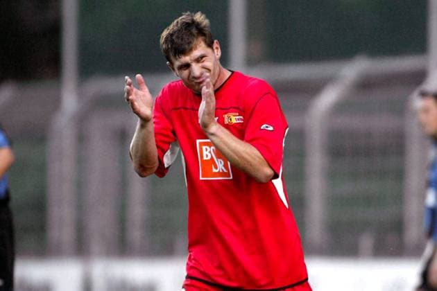 Steffen Baumgart (Union) - Aufmunterung Fußball 2. BL Herren Saison 2002 2003, Mannheim - 1. FC Union Berlin 1:2 Einzelbild Mannheim