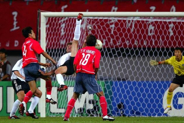 Marko Bode (Deutschland, Mitte) - Fallrückzieher Fußball WM Herren Weltmeisterschaft 2002, Länderspiel, Halbfinale, Nationalmannschaft, Nationalteam, Nationaltrikot, Gruppe Seoul Dynamik,